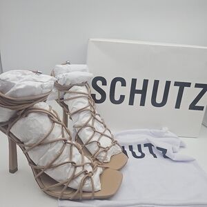 Schutz Women's Tan Strappy Heels